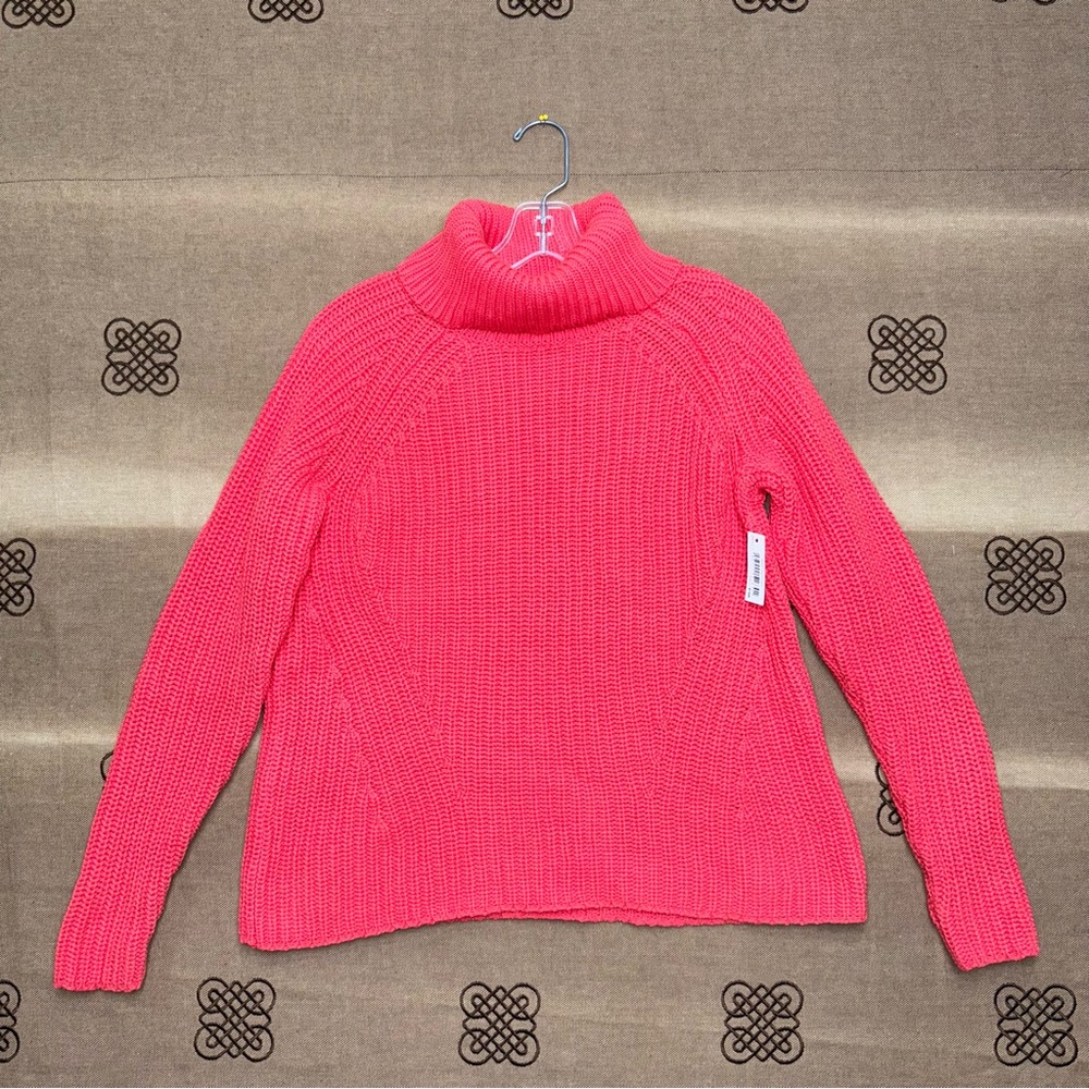 GOODTHREADS NWT! Bright Poppy Cable Knit Turtleneck Sweater Size S